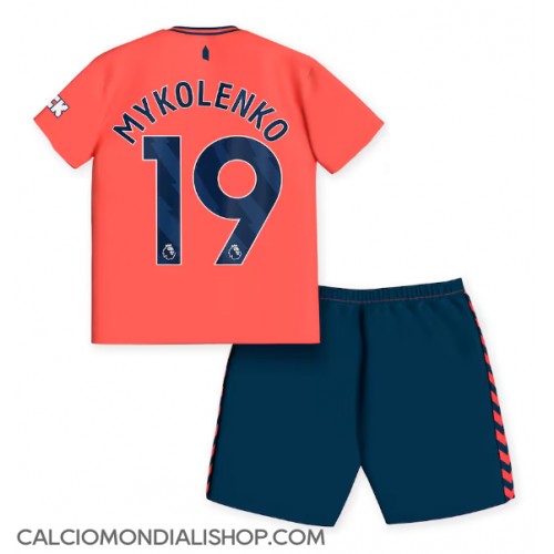 Maglie da calcio Everton Vitaliy Mykolenko #19 Seconda Maglia Bambino 2023-24 Manica Corta (+ Pantaloni corti)